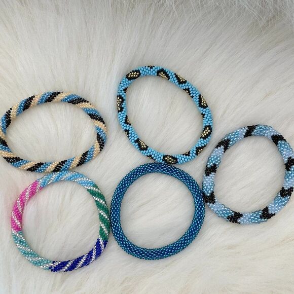 HAND CRAFTED in Nepal Beaded Bracelets (set of 5) #238 - Picture 3 of 5